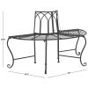 Half-Circle Outdoor Patio Garden Black Wrought Iron Tree Bench