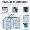 8X6FT-Green Double Door Polycarbonate Greenhouse Raised Base and Anchor Aluminum Heavy Duty Walk-in Greenhouses for Outdoor Backyard in All Season